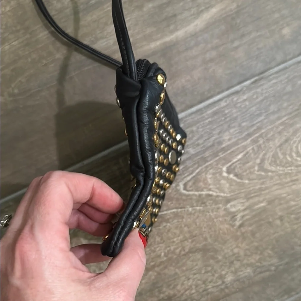 Vintage Rare Atalla Black and Gold Studded crossbody with Edgy Design